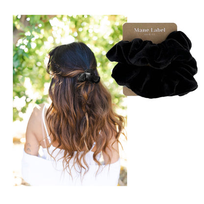 Velour Scrunchies | cotton velour | soft | Made in USA | Black