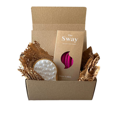 Mini Set | The Sway + Scalp massager | Bamboo | Heatless curling ribbon | Made in USA | Cotton velour | Dragonfruit