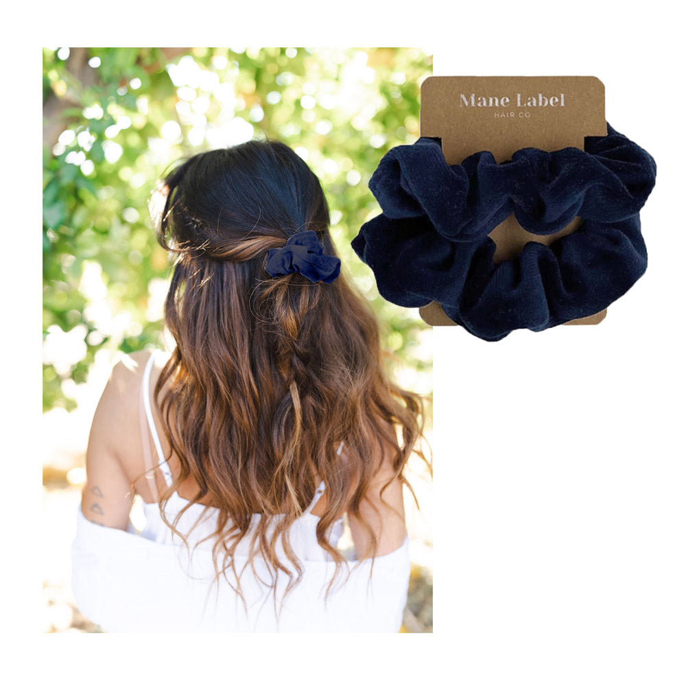 Velour Scrunchies | cotton velour | soft | Made in USA | Midnight