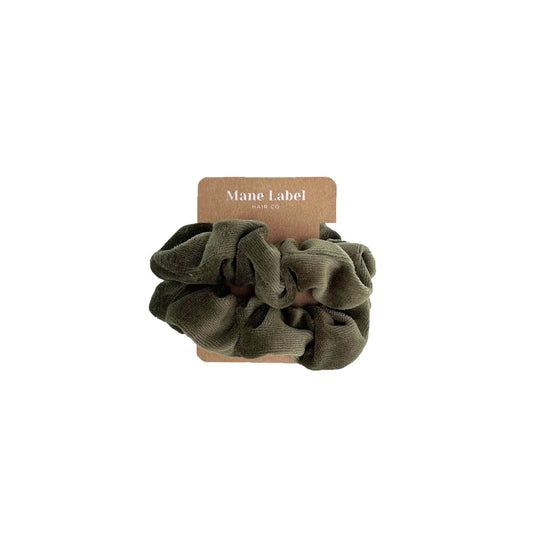 Velour Scrunchies | cotton velour | soft | Made in USA | Olive Green