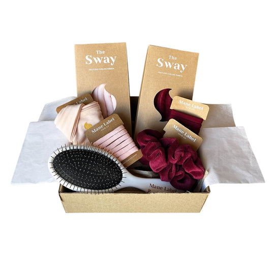 Love Set | 1 Wine Sway + 1 FREE Ballet Pink Sway + Tencel Headband + 2 Scrunchies + Elastics + Hairbrush | Made in USA | Cotton Velour | Curls | Beachy Waves | Wine & Ballet Pink